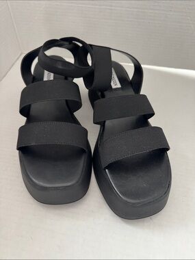 Steve Madden Black Elastic Strap Platform Sandals